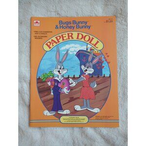Vintage NOS Bugs Bunny and Honey Bunny Paper Dolls Color Uncut 1983 Golden
